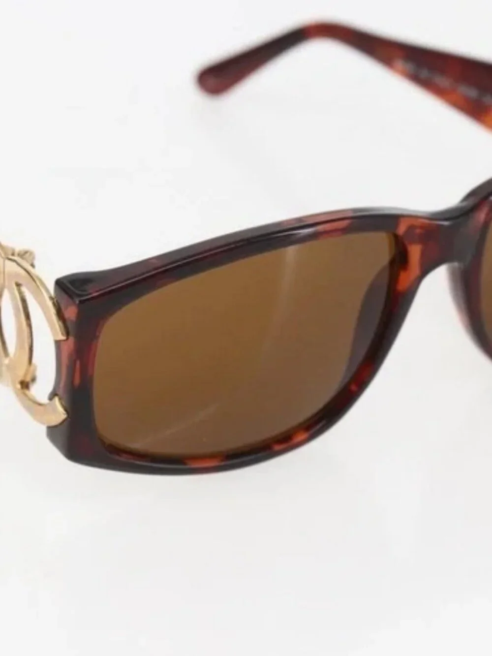 CHANEL Sunglasses plastic Brown CC Auth 159076